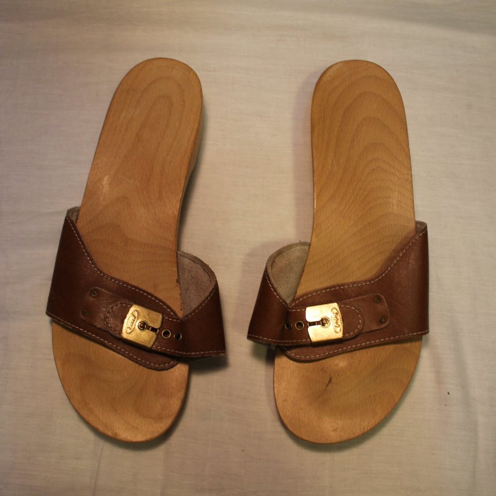 vintage Dr scholls vintage womens wooden sandals size 10